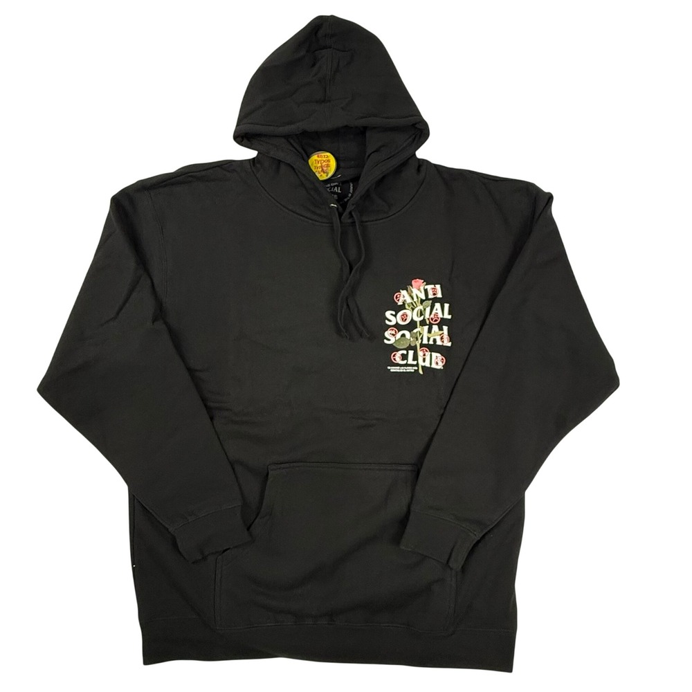 Anti Social Social Club Te Compre Las Flores Black Rose Hoodie XXL NEW - Picture 2 of 6
